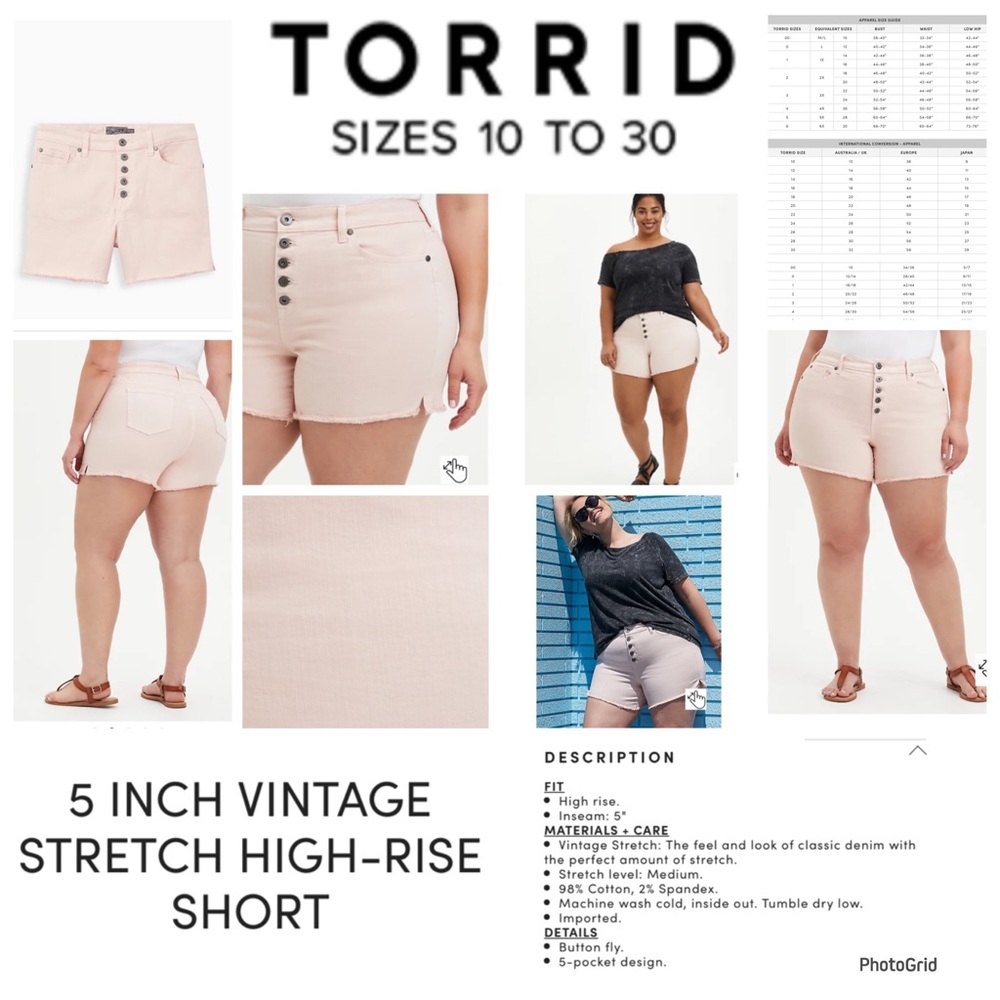 Torrid 30 plus size 5 inch vintage stretch high rise pearl shorts NWT